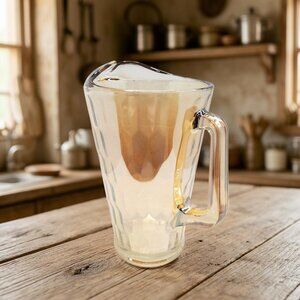 vintage jeanette carnival style glass 64oz hex optic pitcher